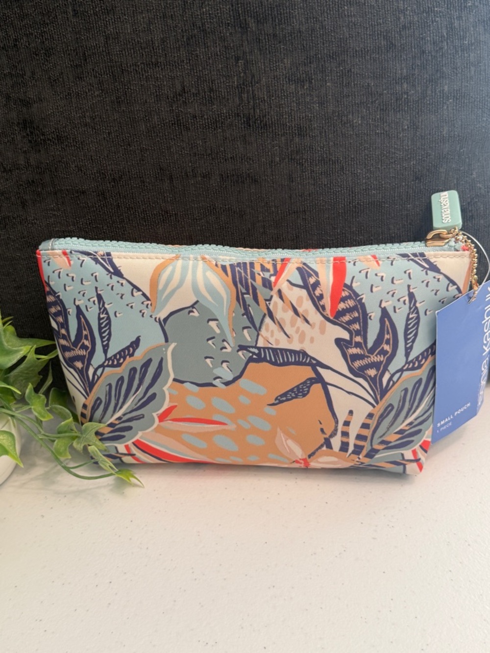 Sonia Kashuk Floral Cosmetic Pouch in Aqua, Coral & Navy